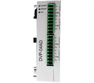 DVP04AD-S2 4 Route AI,14bit, 24V DC Power, RS485, повышенная помехзащищенность, SLIM